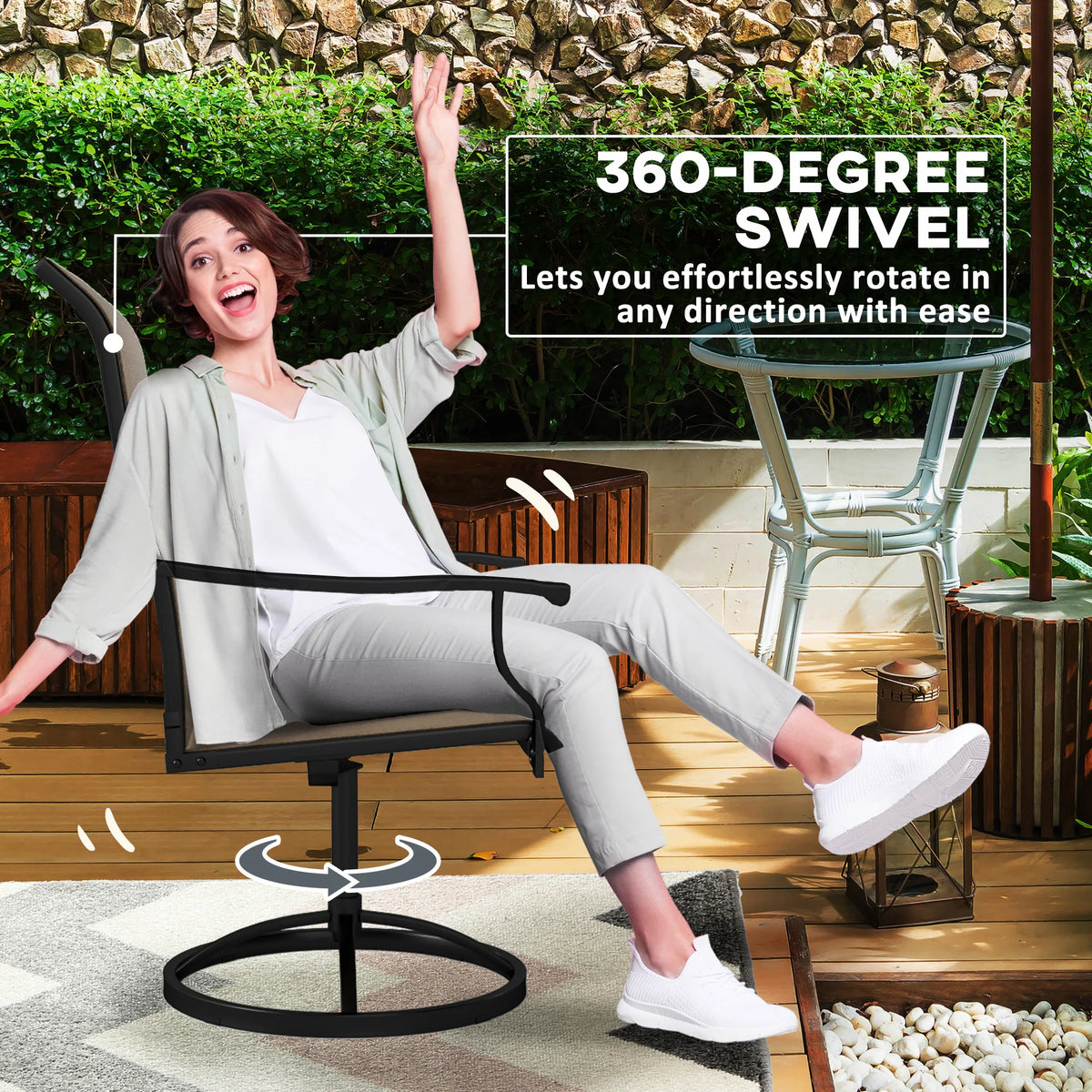 Outsunny Swivel Patio Dining Chairs For Outdoor Garden Use