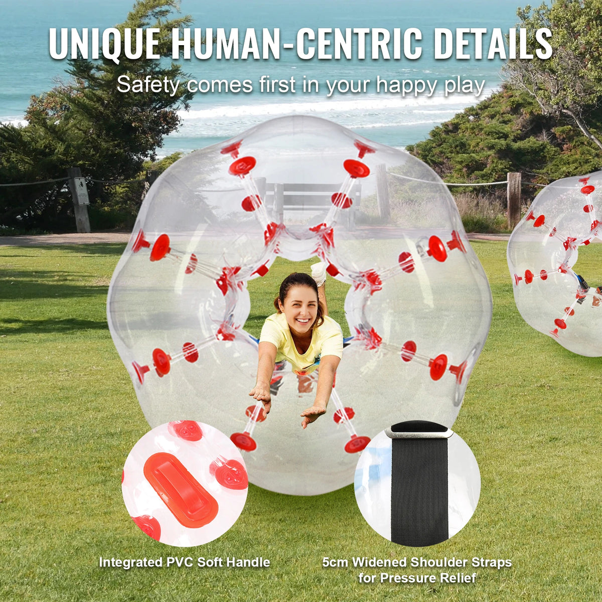 SucceBuy 4FT/1.2M Inflatable Bumper Ball Body Sumo Zorb Balls for Teen & Adult 0.8mm PVC Bubble Balls Bumper Bopper Toys