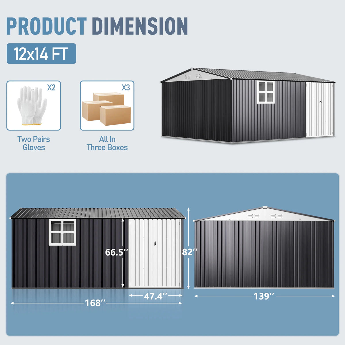 VIWAT Heavy Duty Outdoor Metal Storage Shed With Lock