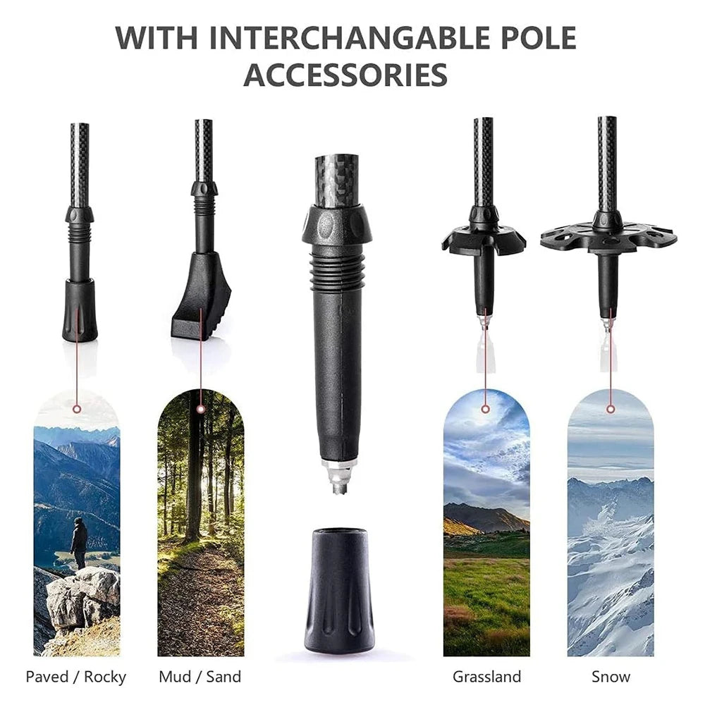Naturehike Trekking Poles Ultralight Carbon Fiber Folding Walking Sticks