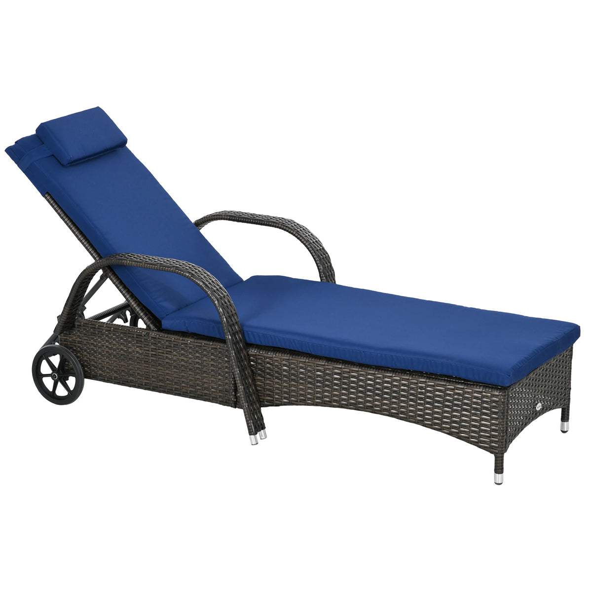 Outsunny Outdoor Reclining Sofa With Cushion And Wheels