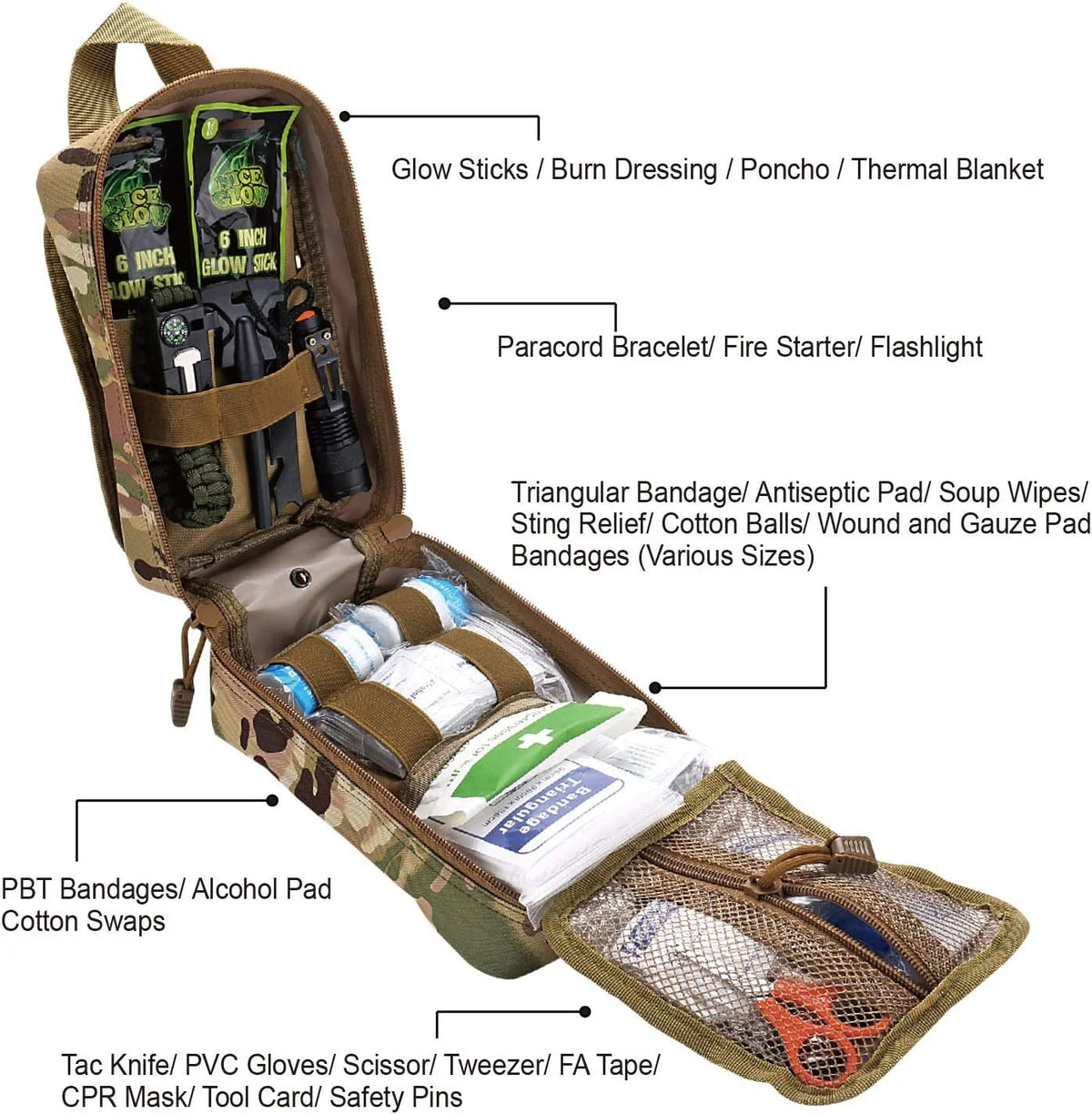 250-Piece Survival First Aid Kit IFAK EMT with Molle Bag Outdoor Emergency Gear Camping Hunting Hiking Home Trauma Kit
