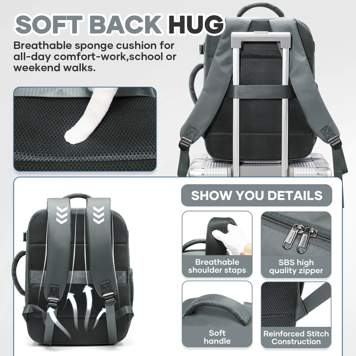 Ryanair Cabin Bags 40x30x20 Underseat Travel Backpack,  Cabin Fly Bag，Outdoor Backpack Back-to-School Storage Laptop Bookbag