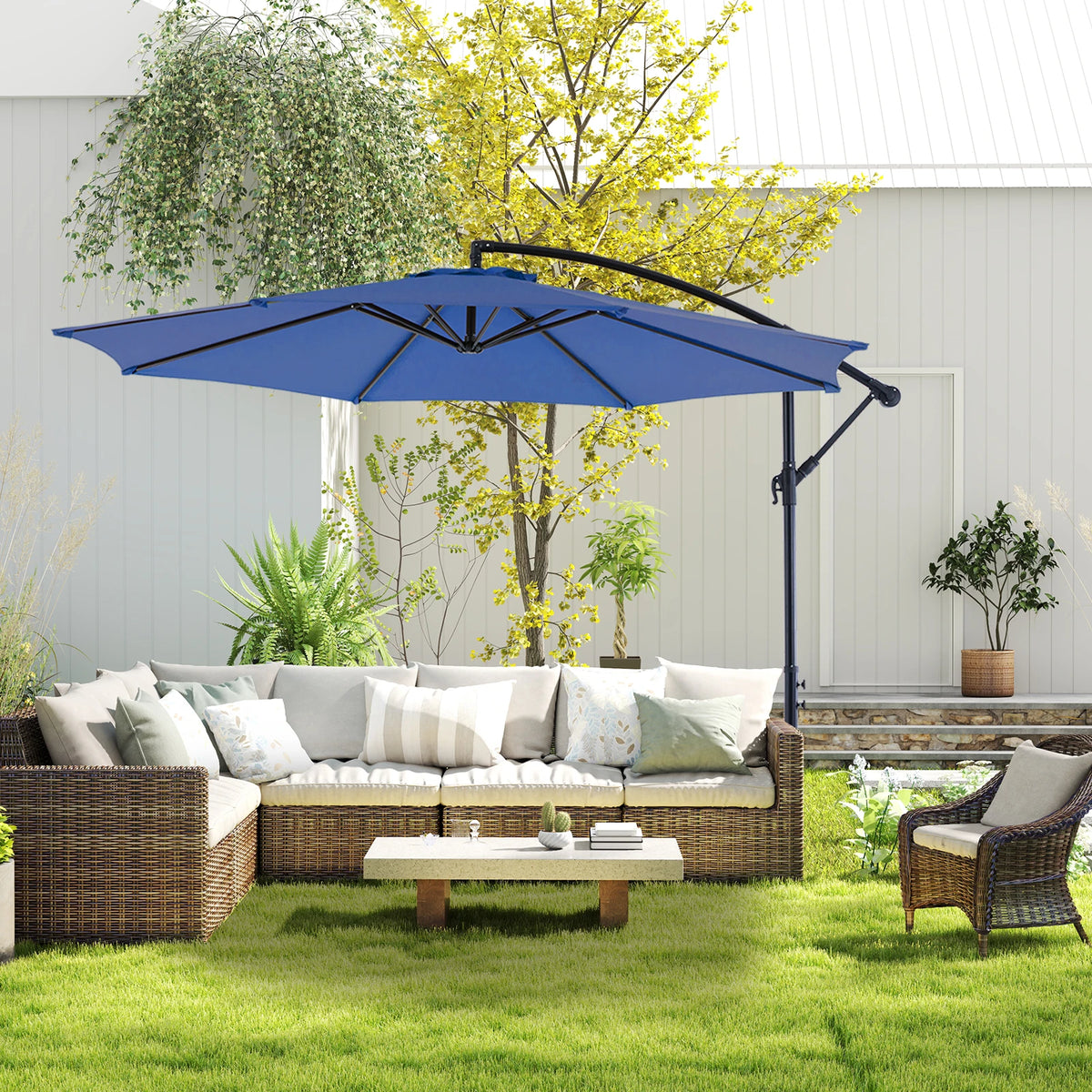 Jhk 10ft Outdoor Cantilever Patio Umbrella With Easy Tilt