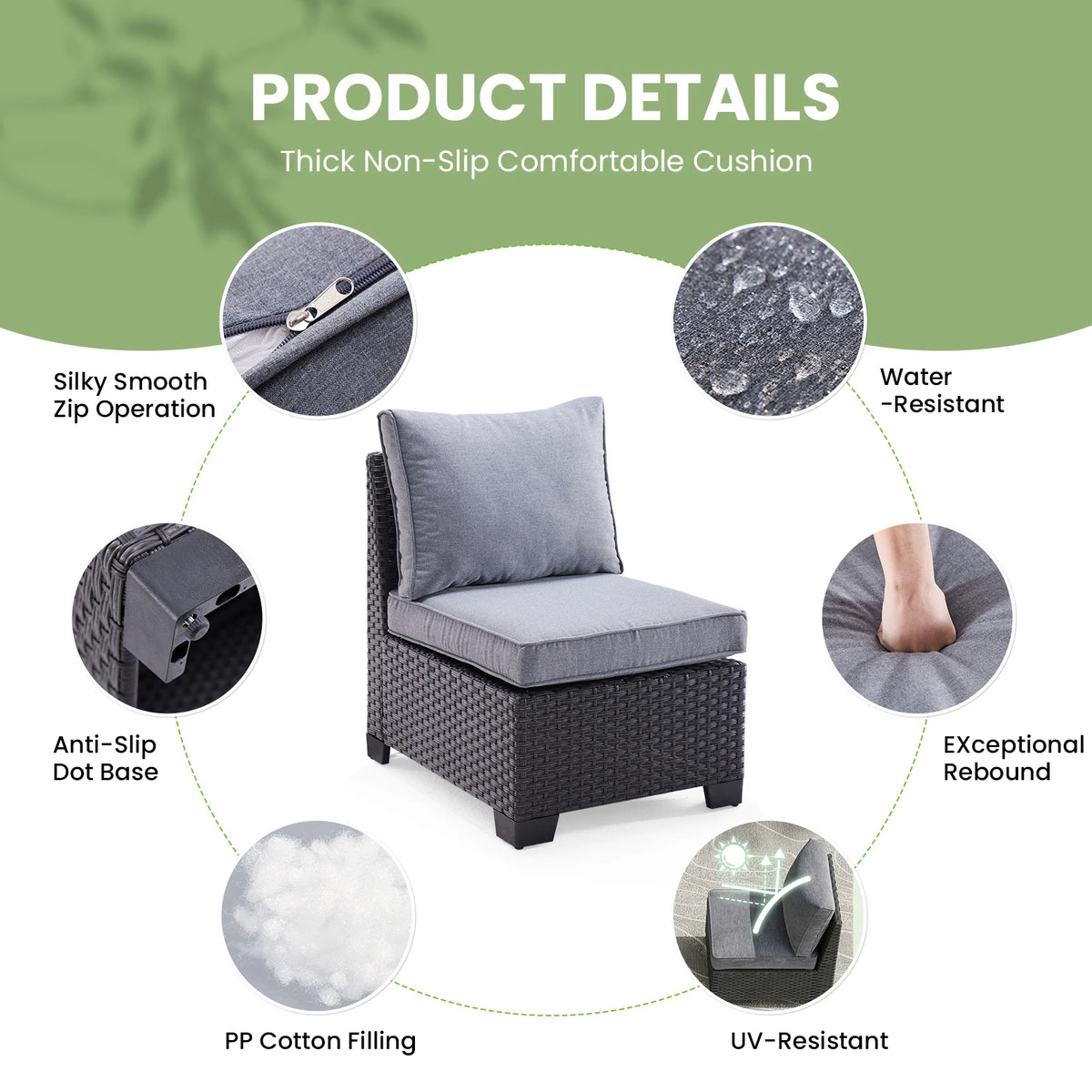 Soohow Outdoor Rattan Patio Sectional Sofa With Ottoman