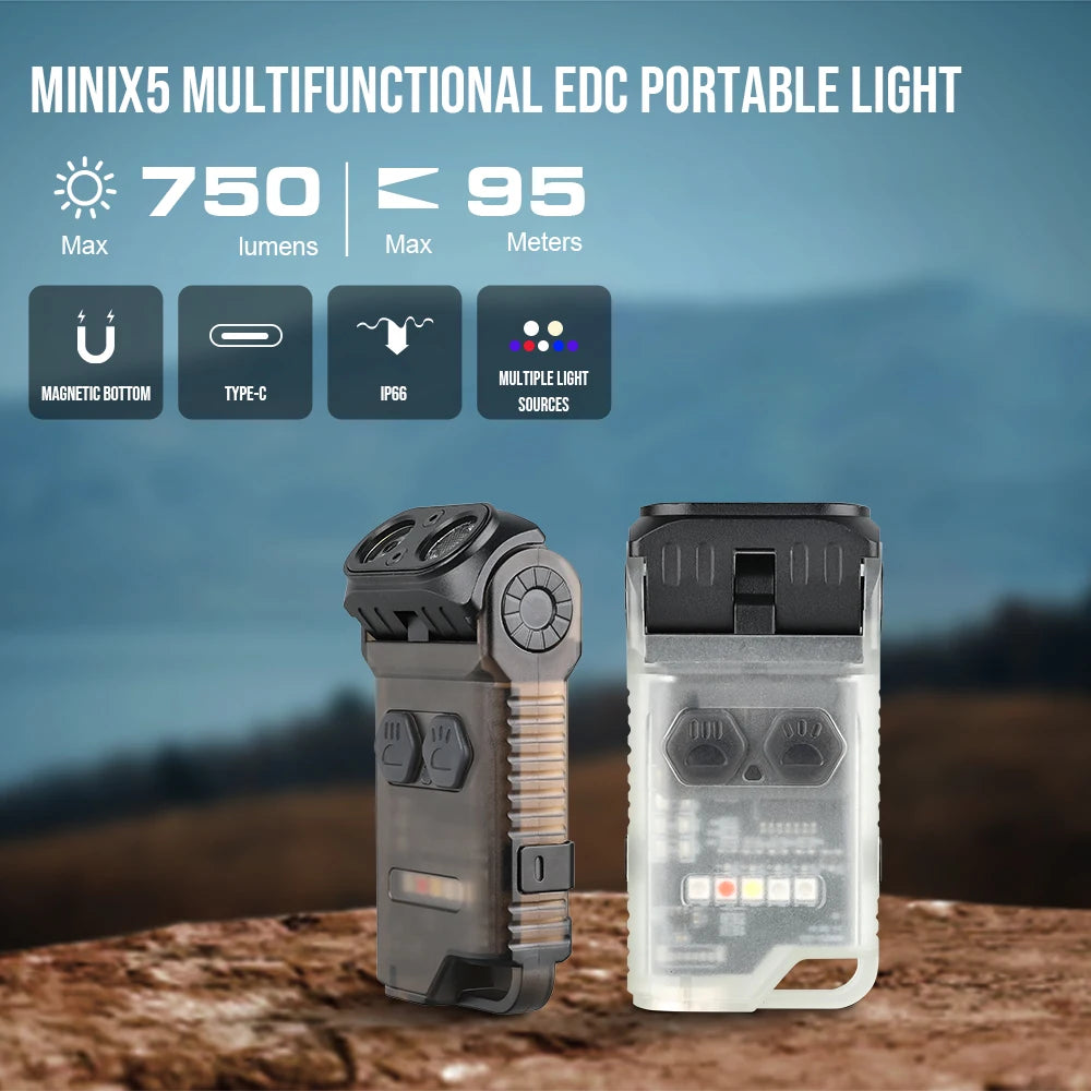 TrustFire MINIX5 Rechargeable LED EDC Flashlight With UV Light