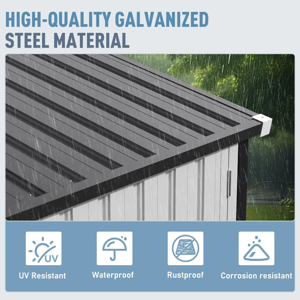 VIWAT Heavy Duty Outdoor Metal Storage Shed With Lock