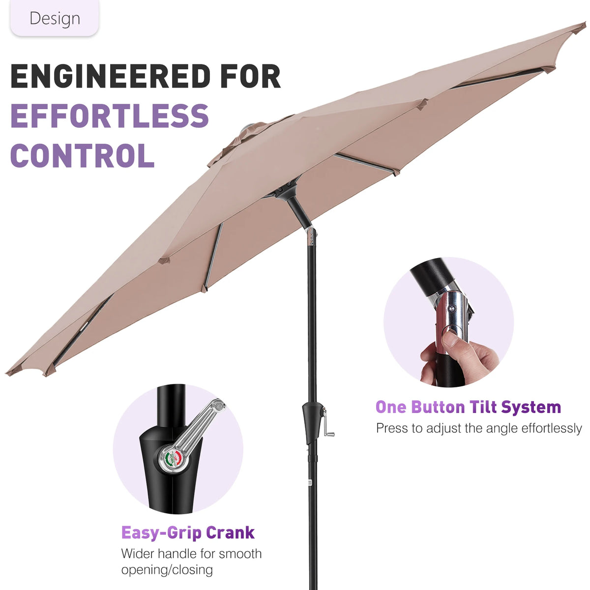 JHK 9ft Waterproof Patio Umbrella With Tilt And Crank