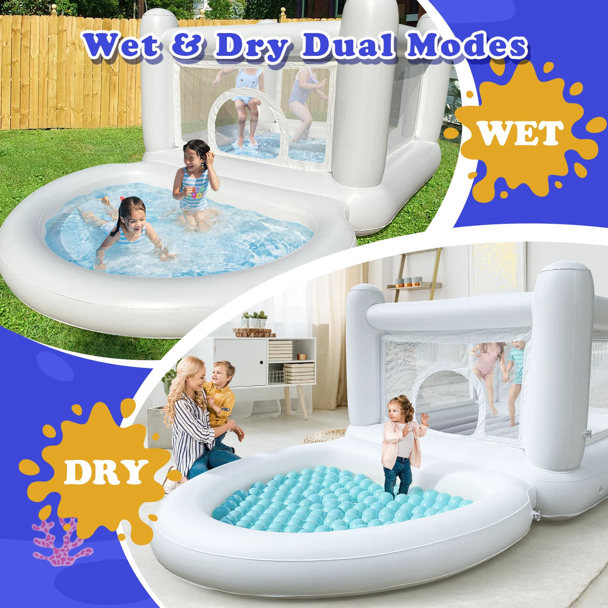 Vancen Inflatable Kids Bouncer With Attached Ball Pit Combo