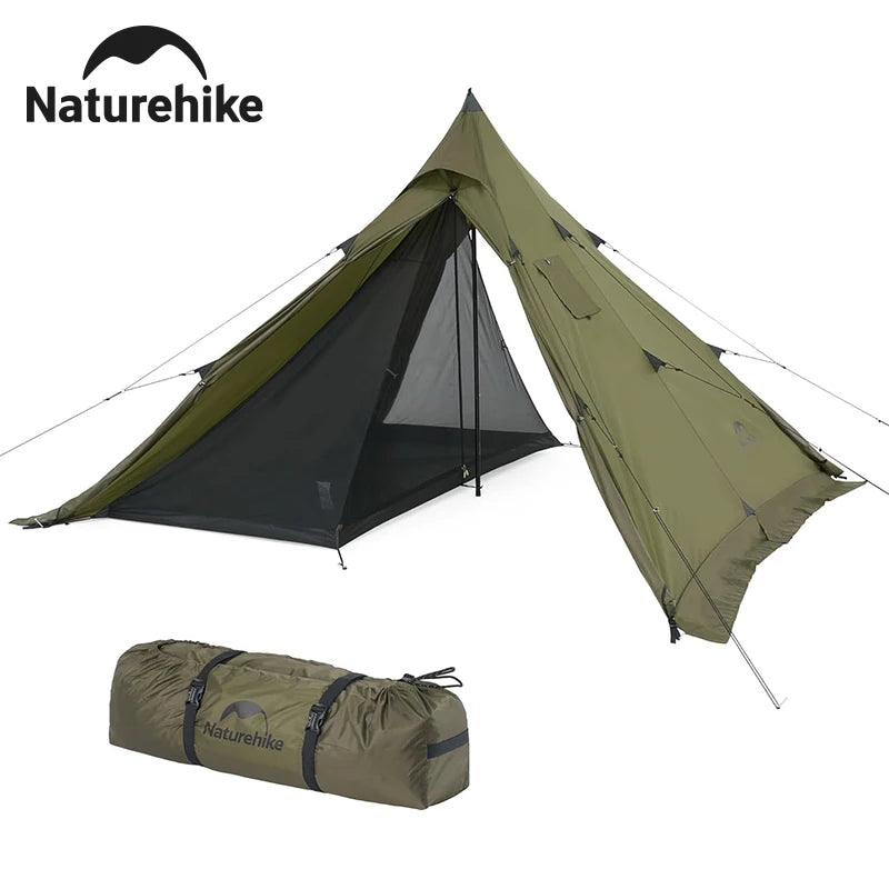 Naturehike 2-4 Person Chimney Tipi Camping Tent Pyramid