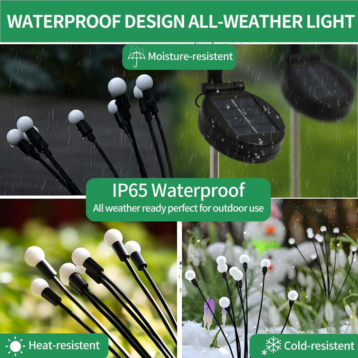 Solar 8 Head Firefly Led Outdoor Garden Lights Waterproof