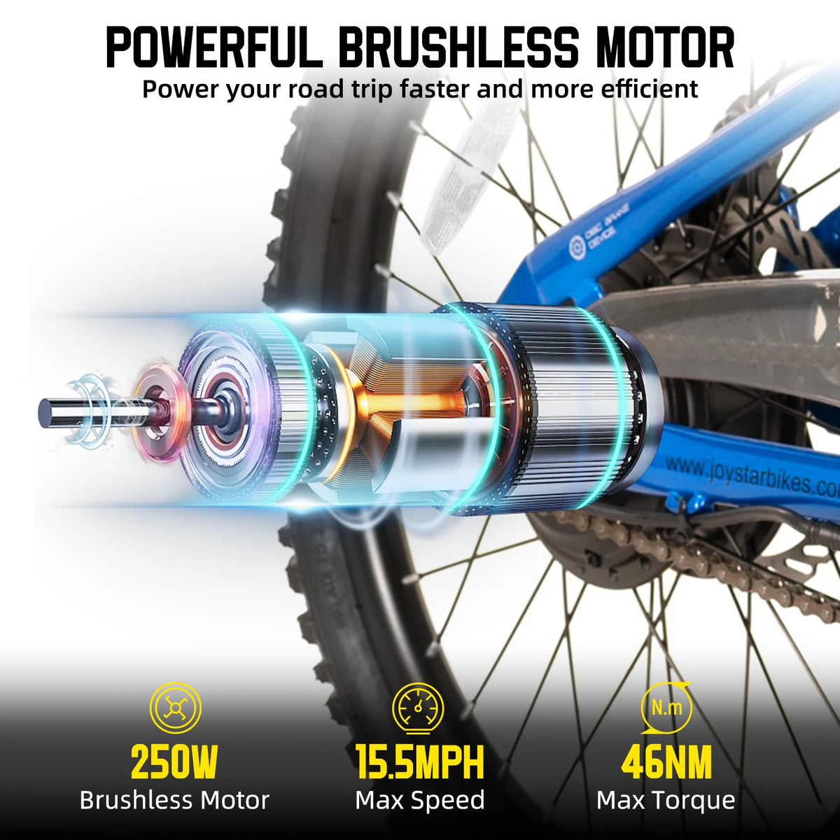 JOYSTAR Electric Bike for Kids Teens Ages 7+ with 250W Motor, 15 Miles 15MPH Electric Mountain Bicycle Safe Mini E bikes