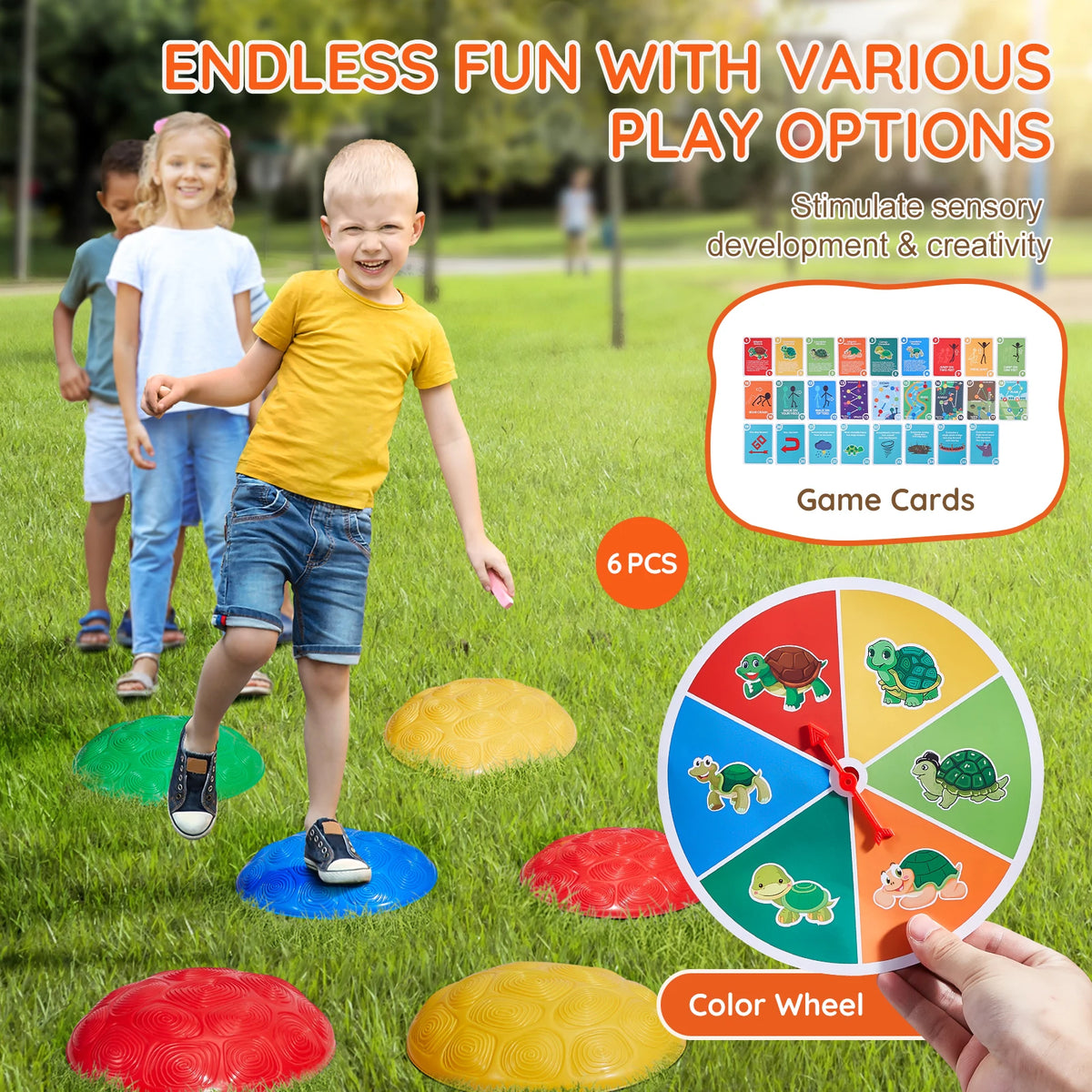 SucceBuy 6 Pcs Turtle Balance Stepping Stones Kids