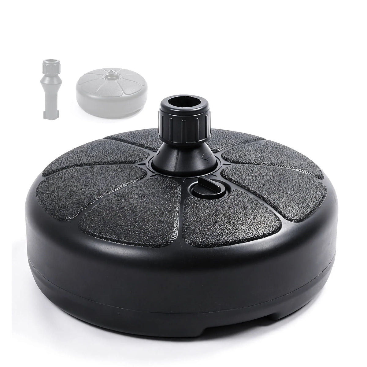 26lbs Fillable Water Sand Umbrella Base Stand, 38CM Round Patio Parasol Base Weight Holder Fit 36mm Outdoor Garden Beach Balcony Market Umbrella Pole, Heavy Duty Anti-Wind Umbrella Stand Base