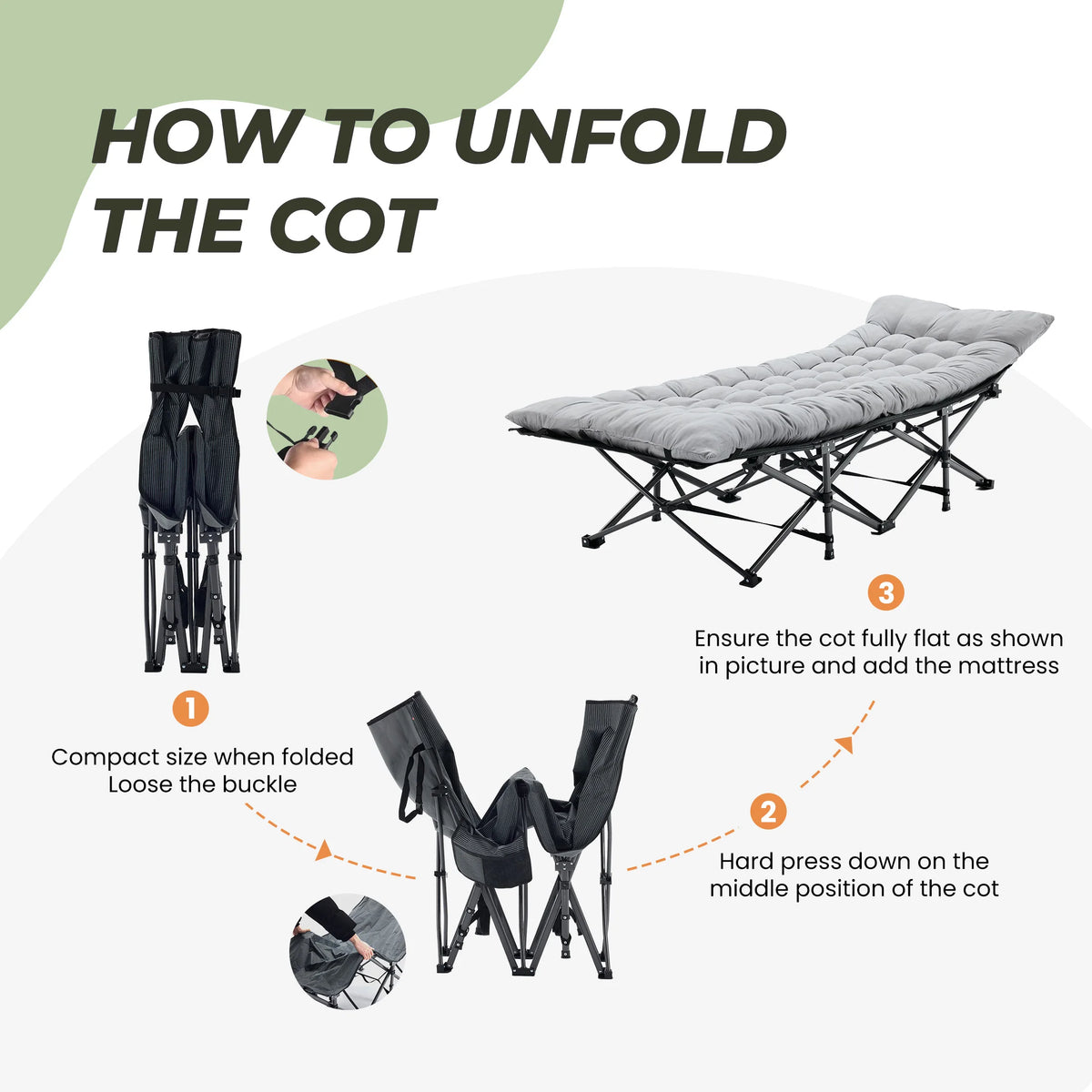 JHK Portable Folding Camping Cot With Storage Bed