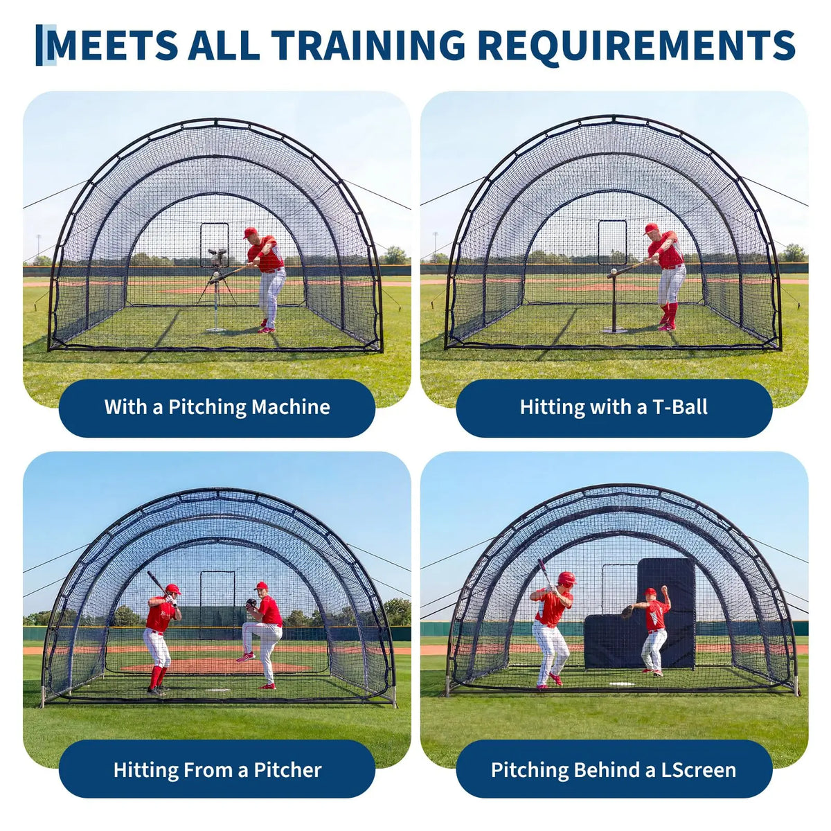 Portable Baseball Batting Cage With Pitching Machine Hole And Detachable Door Pop Up Backyard Batting Cage For Practice