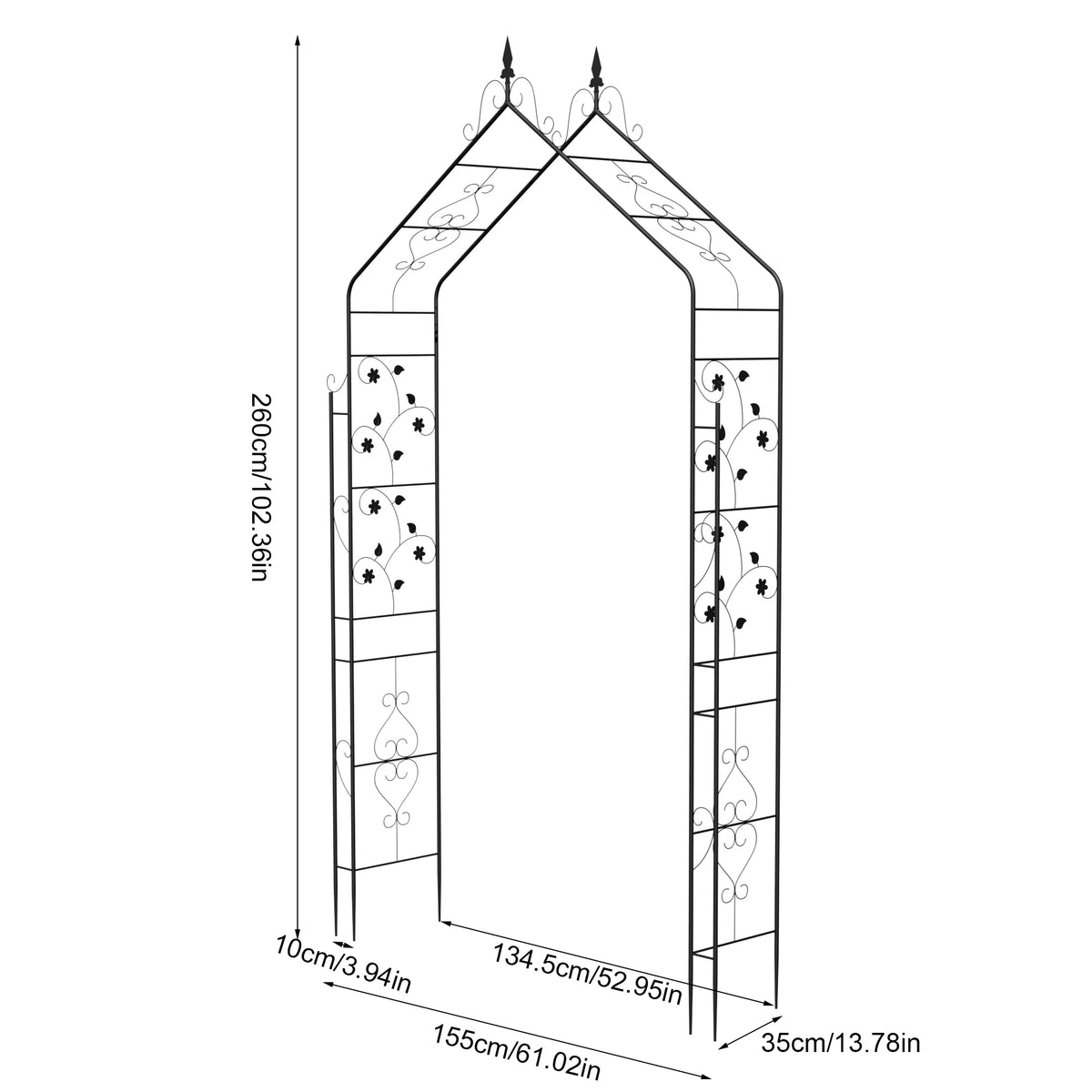 Decorative Gothic Metal Garden Arch Trellis For Climbing Plants