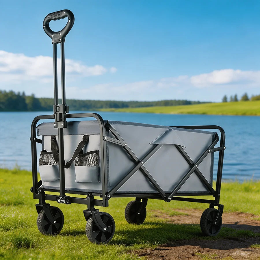 Heavy Duty Large Capacity Folding Wagon Cart Outdoor Utility Camping Beach Wagon Cart Foldable Picnic Folding Trolley