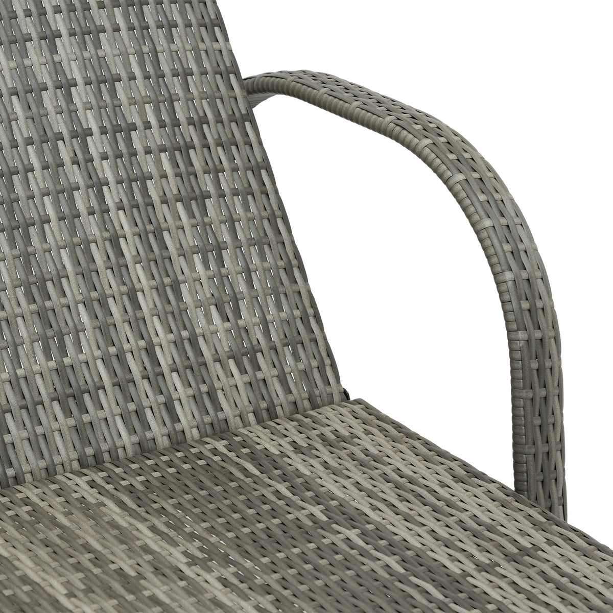 Outsunny Grey Metal PE Rattan Outdoor Reclining Sofa With Wheels