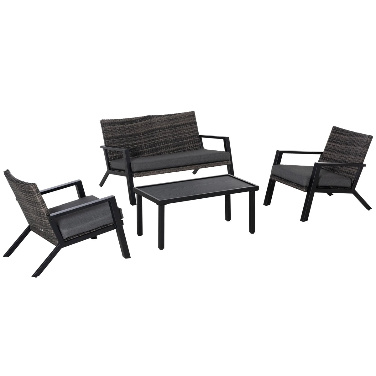 Outsunny 4 Piece Outdoor PE Rattan Patio Furniture Set