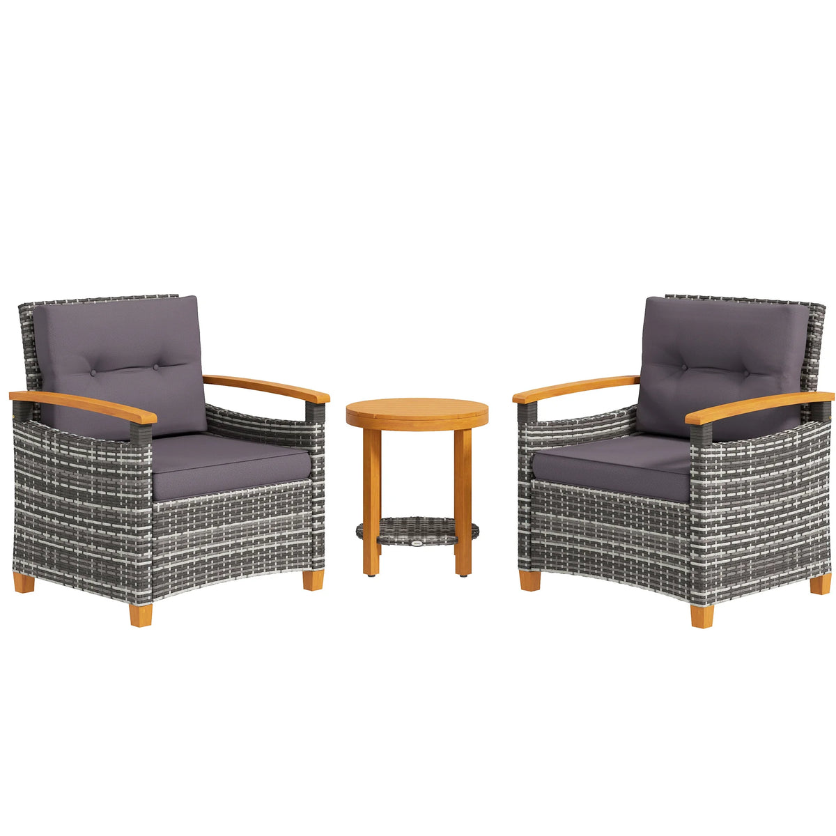 Outsunny Wicker Patio Bistro Set Outdoor Furniture With Cushions