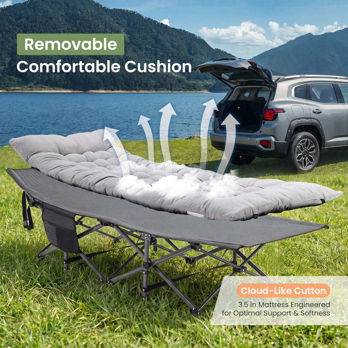 JHK Portable Folding Camping Cot With Storage Bed