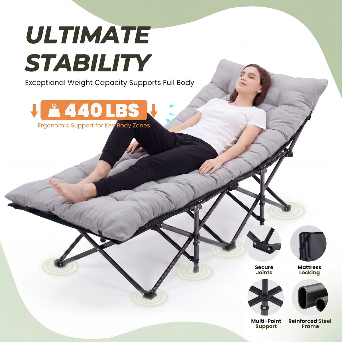 JHK Portable Folding Camping Cot With Storage Bed