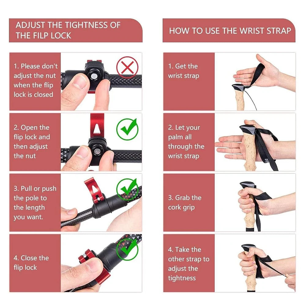 Naturehike Trekking Poles Ultralight Carbon Fiber Folding Walking Sticks