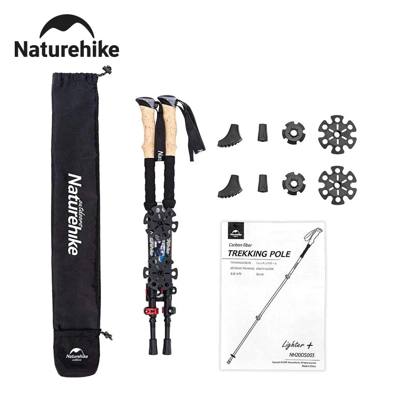 Naturehike Trekking Poles Ultralight Carbon Fiber Folding Walking Sticks