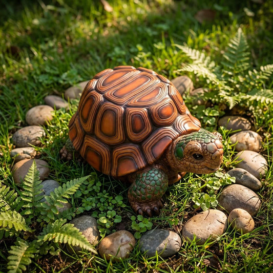 18" Garden Turtle Statue Stool, Simulated Animal Resin Sculpture, Multi-Purpose Decorative Stool for Living Room, Balcony, Office, Garden, Courtyard & Lawn