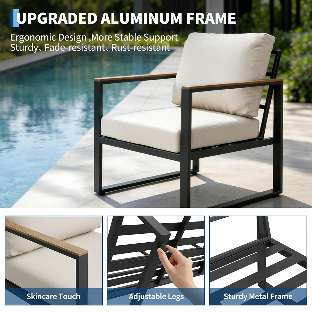 HobbyLane Modern 4 Piece Outdoor Patio Conversation Sectional Sofa Set