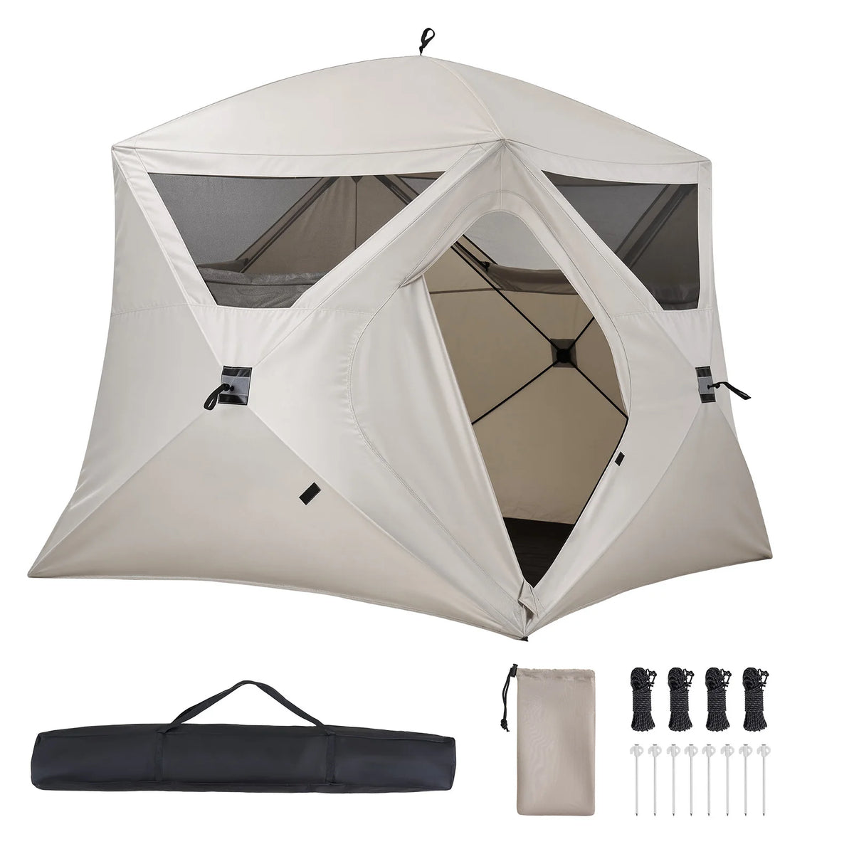 SucceBuy Camping Tent 4/6 Person Pop Up Instant Cabin Tent w/ Large Mesh Windows 60 Seconds Easy Setup w/ Carry Bag for Camping