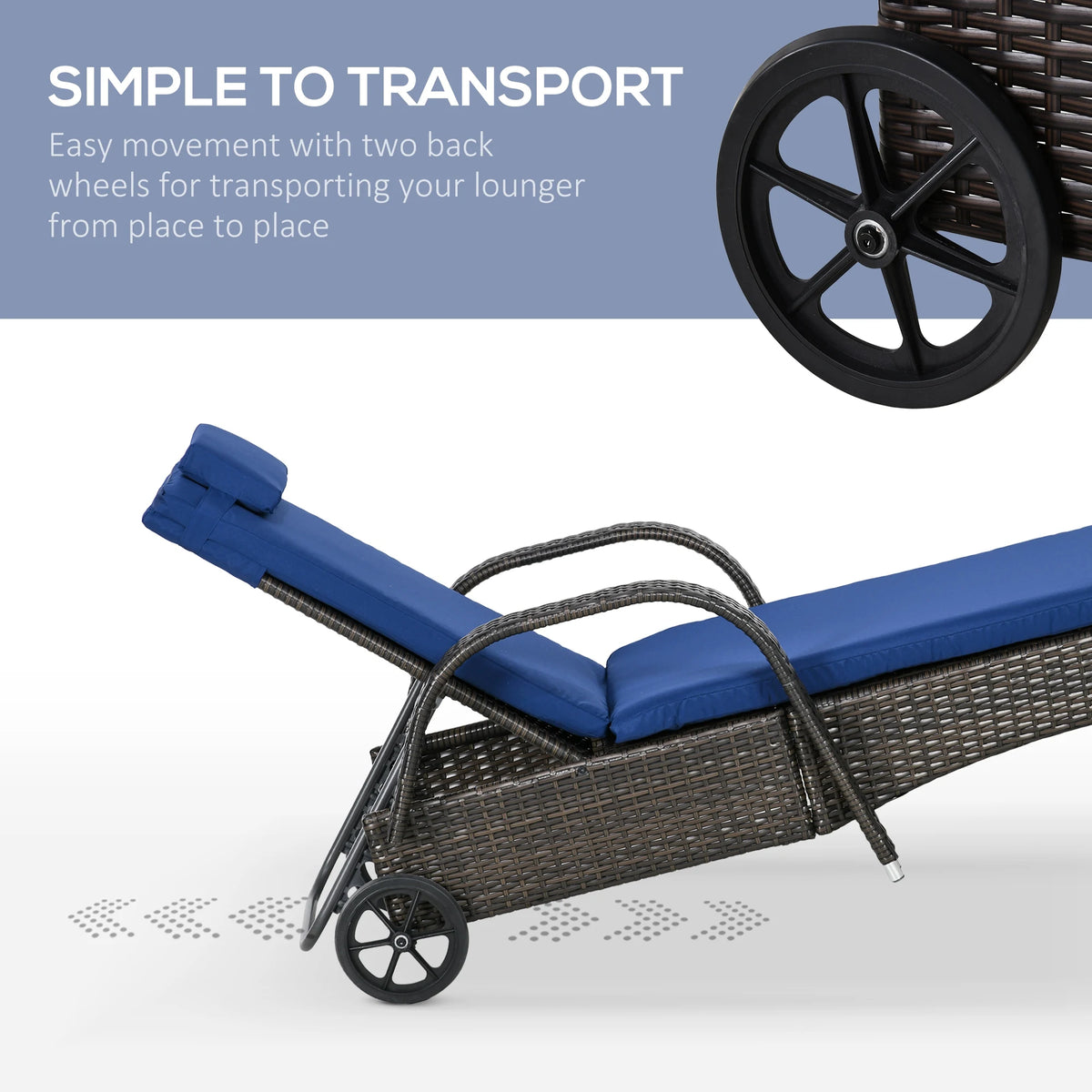 Outsunny Outdoor Reclining Sofa With Cushion And Wheels
