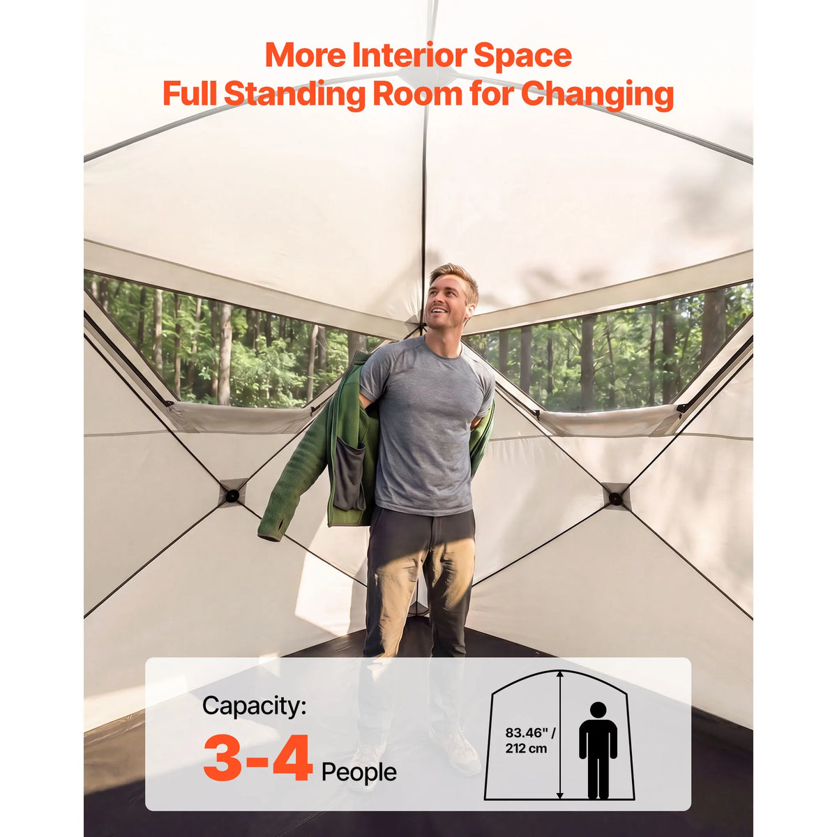 SucceBuy Camping Tent 4/6 Person Pop Up Instant Cabin Tent w/ Large Mesh Windows 60 Seconds Easy Setup w/ Carry Bag for Camping