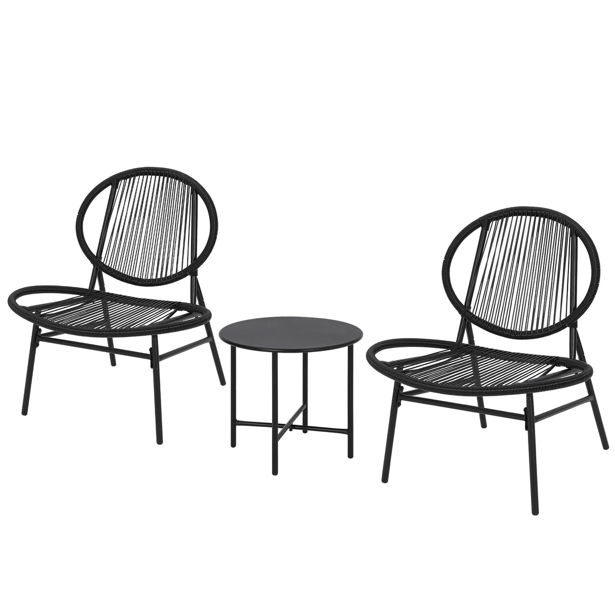 3-Piece Acapulco Patio Bistro Set - 2 All-Weather Rattan Chairs & Side Table - Modern Outdoor Conversation Set for Small Balcony, Porch, Garden, Backyard