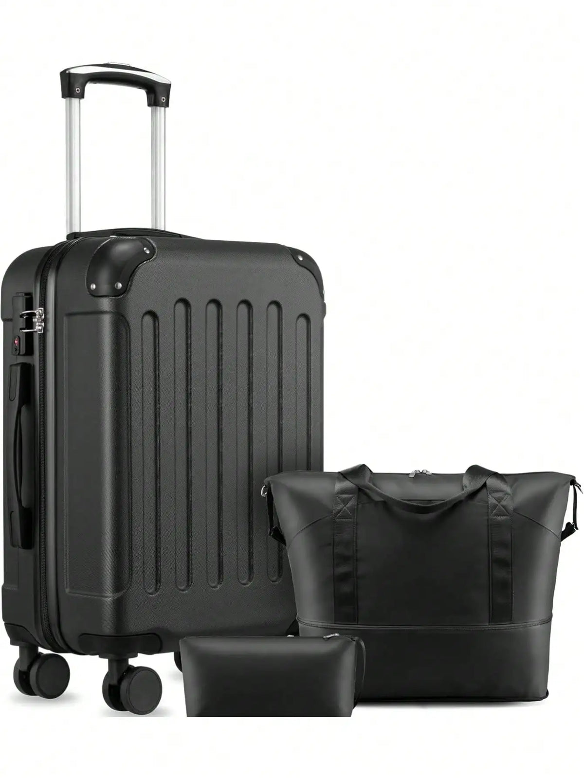 3 IN 1 Luggage Set for Men & Women, Airline Approved 22x14x9 Carry On Luggage, Fashion Hardshell Suitcase with TSA Lock, Wheeled Travel Trolley Case with Matching Tote Bag, Lightweight Rolling Suitcase for Business Trips, Wee