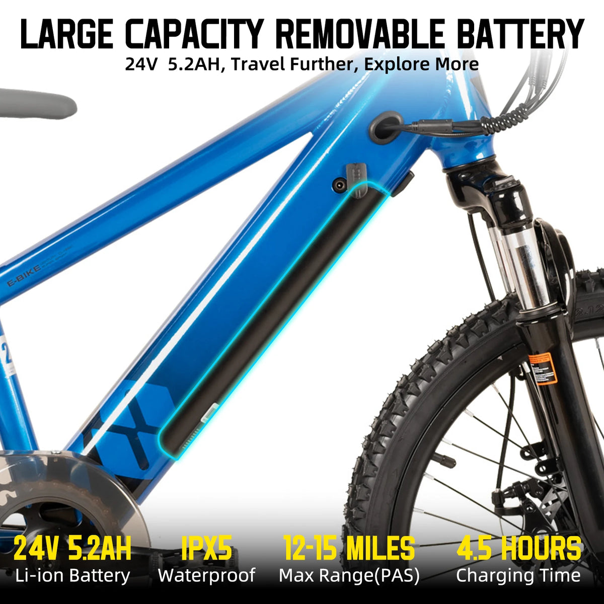 JOYSTAR Electric Bike for Kids Teens Ages 7+ with 250W Motor, 15 Miles 15MPH Electric Mountain Bicycle Safe Mini E bikes