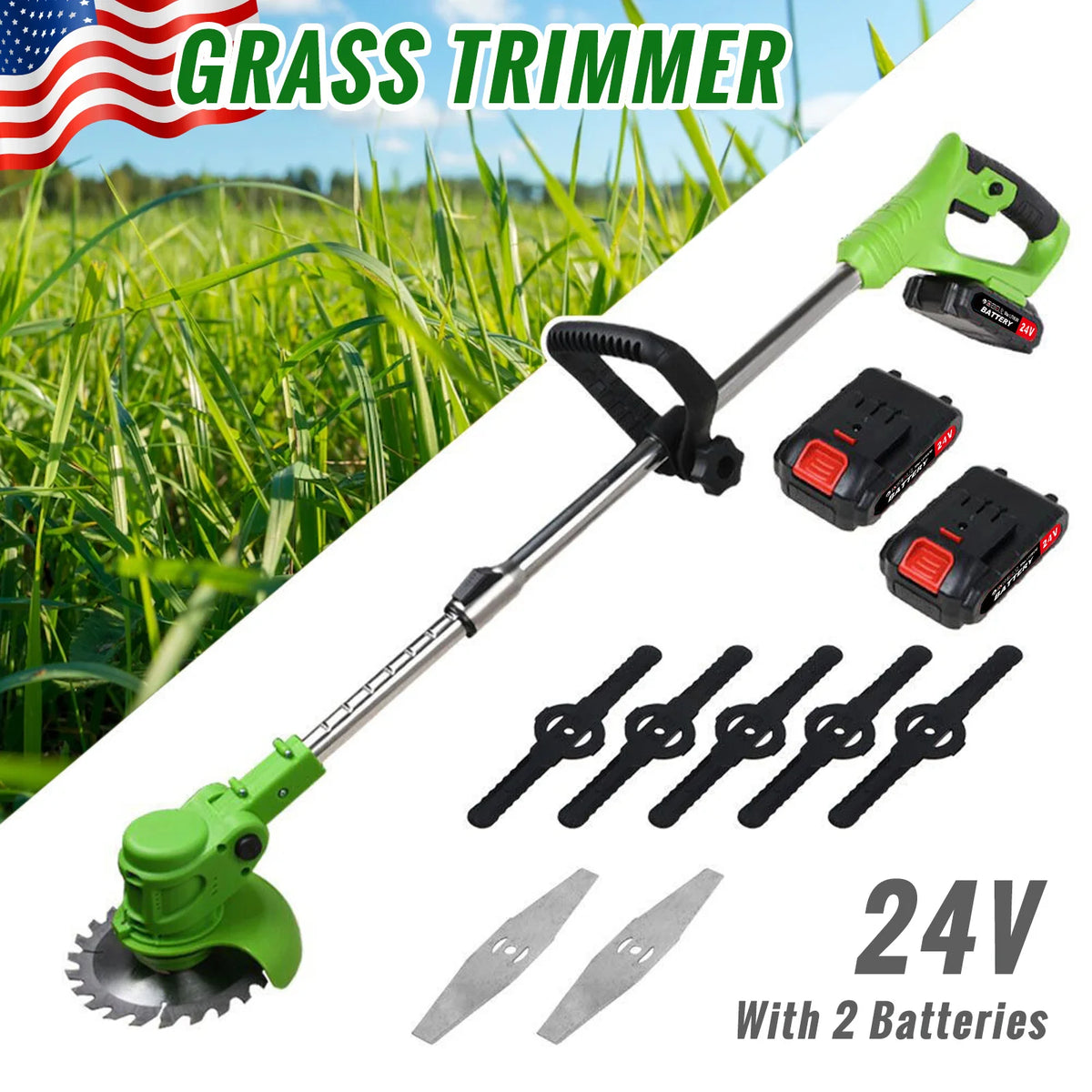 Cordless Brushless Weed Trimmer 2 In 1 Electric Grass Cutter