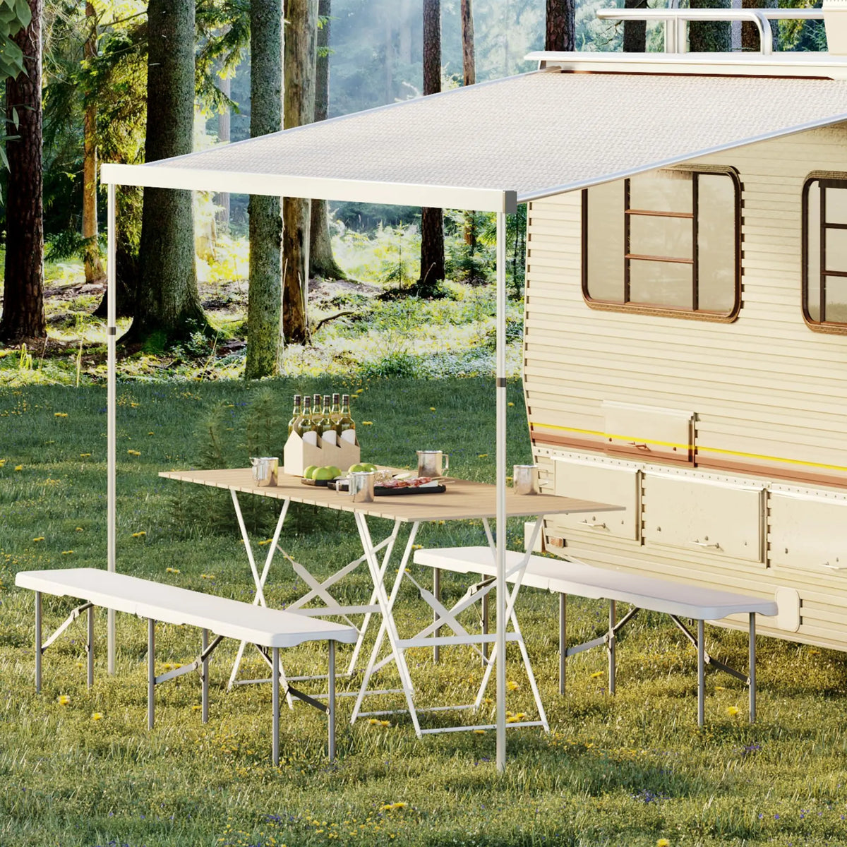 2‑Pack 6 FT Outdoor Folding Plastic Bench, Portable Camping Picnic Bench with 4cm Thick Scratch‑Stain Resistant HDPE Tabletop