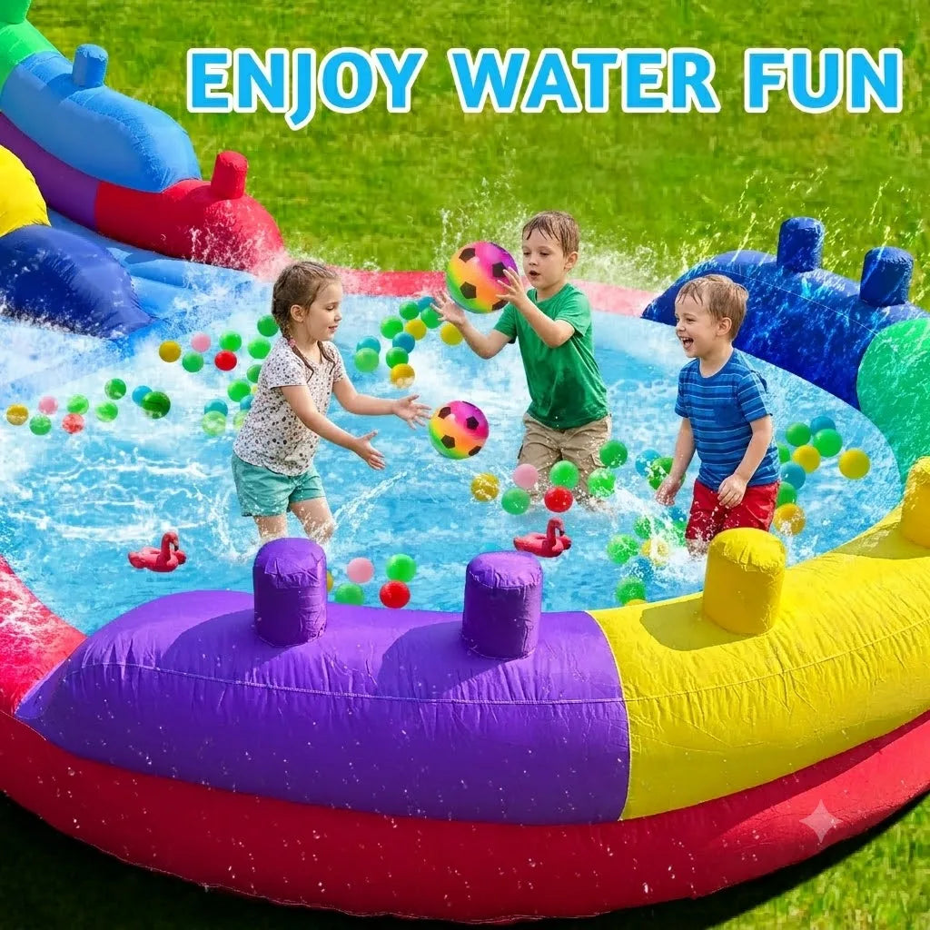 Colorful Block-Style Oxford Water Slide Eye-Catching Design for Summer Pool Parties And Backyard Fun