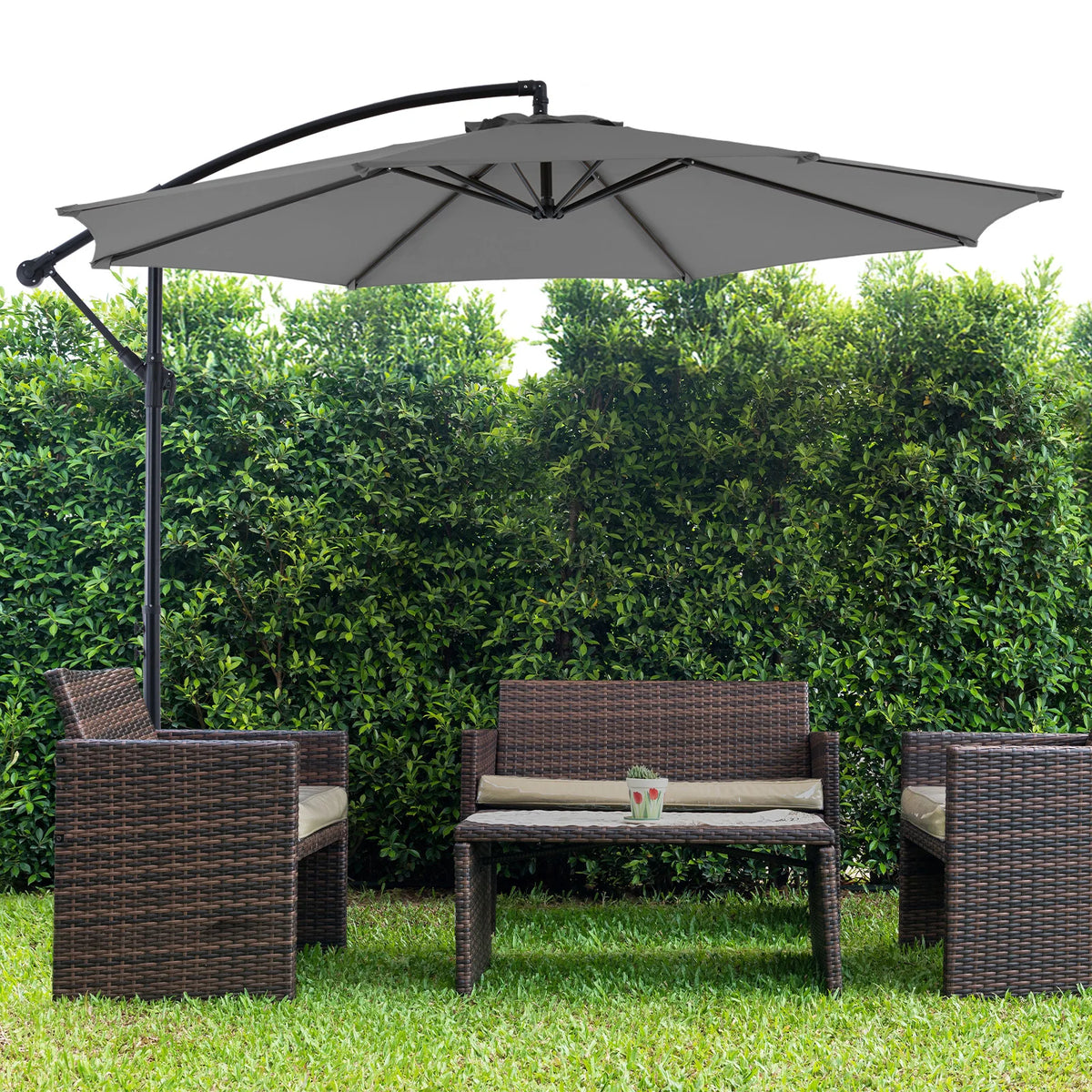 Jhk 10ft Outdoor Cantilever Patio Umbrella With Easy Tilt