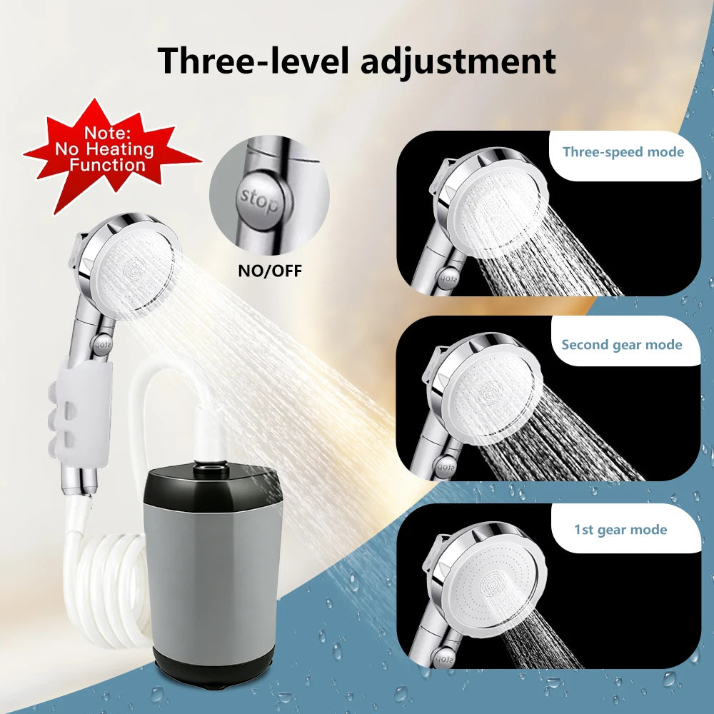 Portable Camping Shower with Heater, 6000mAh Rechargeable Portable Shower with 2000W Immersion Heater, LED Display, Heated Camping Shower for Travel, Hiking, Car, Pet