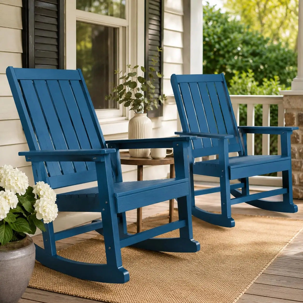 Ergonomic HDPE Outdoor Rocking Chair With Curved Back
