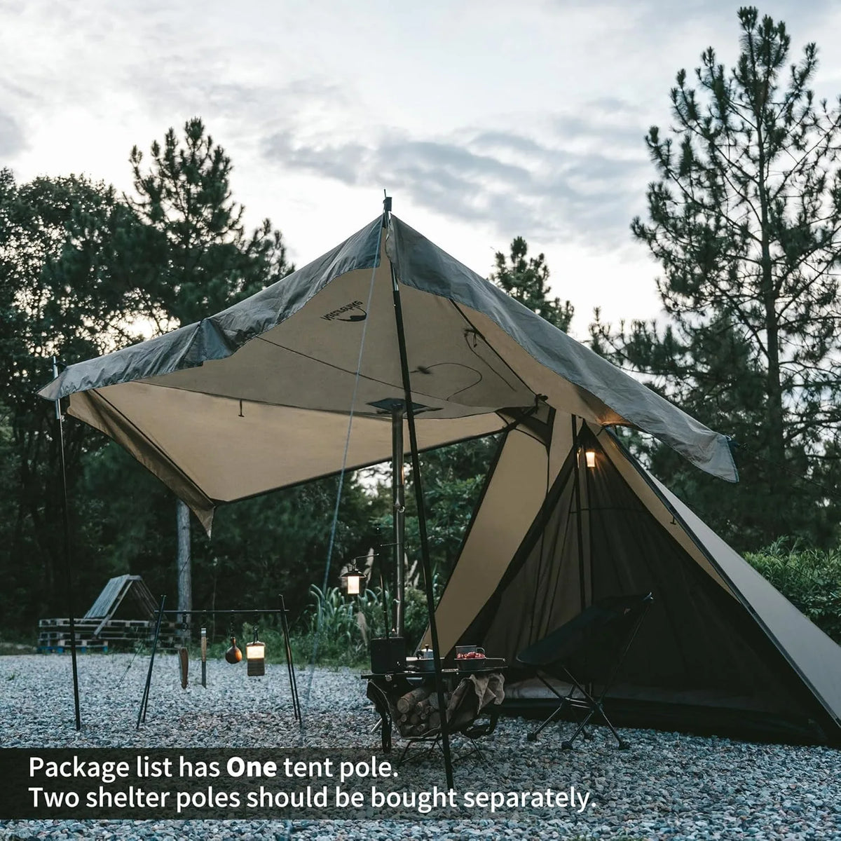 Naturehike 2-4 Person Chimney Tipi Camping Tent Pyramid