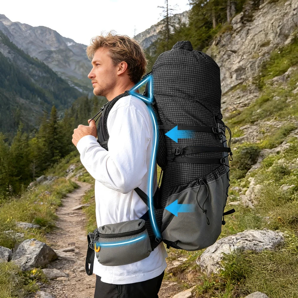 Night Cat Lightweight 50L To 70L Hiking Backpack With Rain Cover