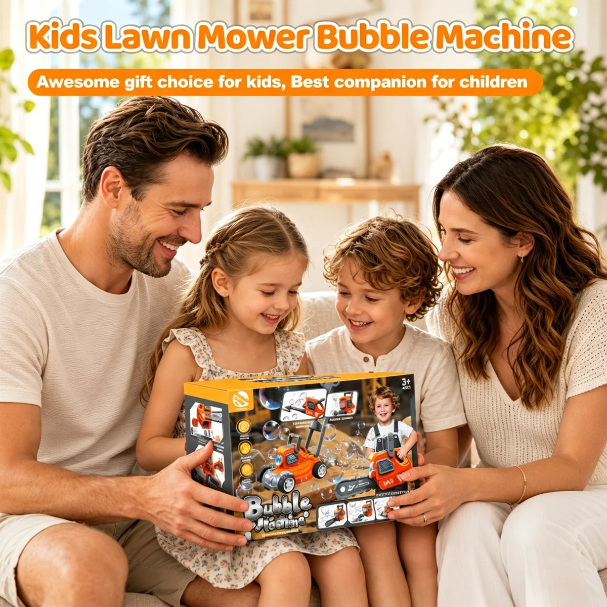Hotfree Bubble Lawn Mower for Kids, 3-in-1 Electric Bubble Machine Blower with 10 Bubble Solution, Summer Outdoor Push Toys for Toddlers Ages 3-8, Birthday Party Summer Gift for Boys Girls 3 4 5 6 7 8 Year