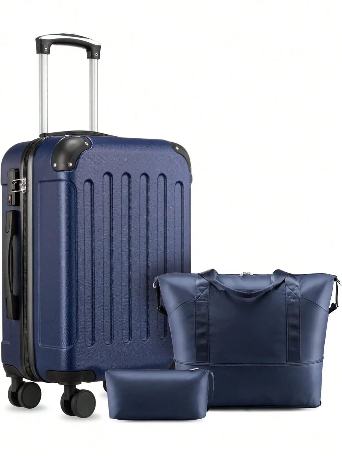 3 IN 1 Luggage Set for Men & Women, Airline Approved 22x14x9 Carry On Luggage, Fashion Hardshell Suitcase with TSA Lock, Wheeled Travel Trolley Case with Matching Tote Bag, Lightweight Rolling Suitcase for Business Trips, Wee