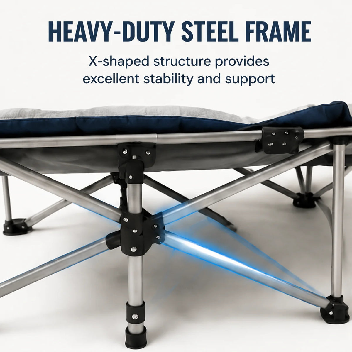 Portable Folding Camping Cot With Thick Padded Mattress For Travel