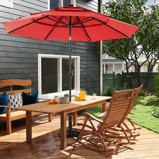 JHK Outdoor 10 Ft Solar Patio Umbrella With LED Lights