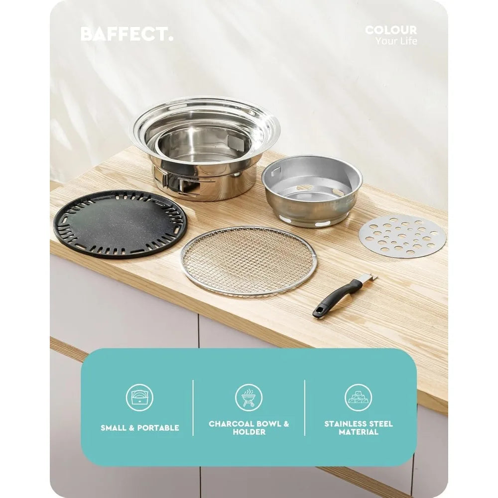 NBVCX 13 Point 7 Inch Nonstick Stainless Steel Portable Charcoal Stove